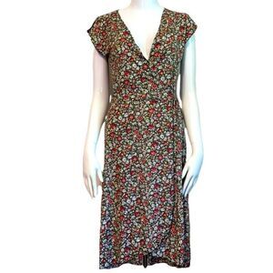 KOOKAI Floral Print Wrap Sleeveless High Low MIDI Dress.Size1 =Size XS